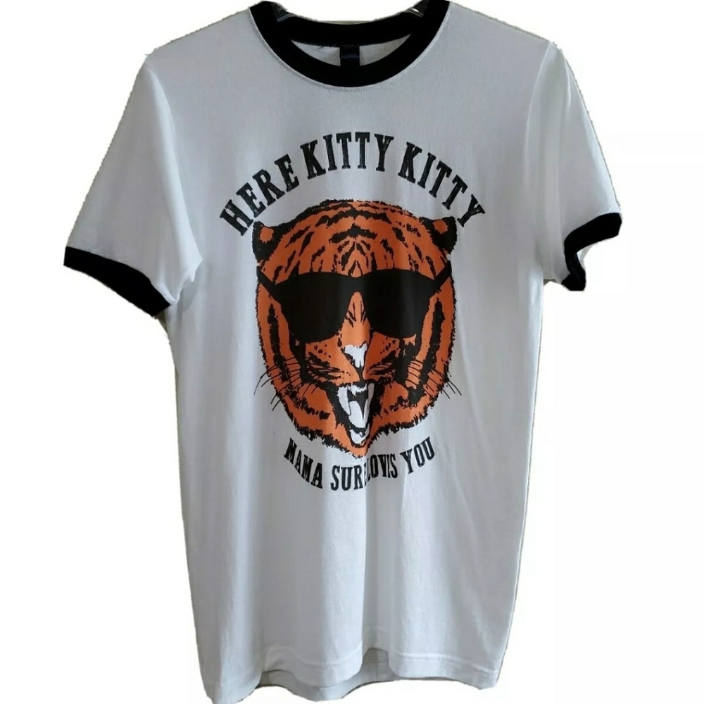 Here Kitty Kitty Ringer Tee Unisex fit- Tiger King